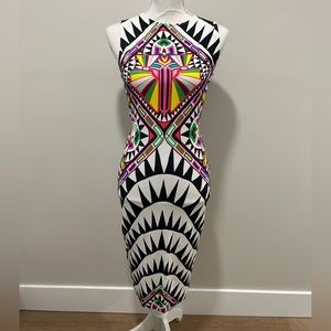 Mara Hoffman bodycon side cutout neon cosmic dress